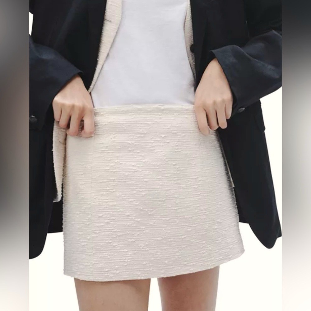 Rag & Bone Ivory Boucle Tweed Mini Skirt Cream Textured A-Line Size 4